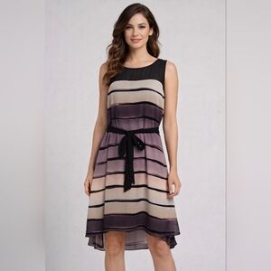 Lane Bryant Black and Purple Striped Midi Dress